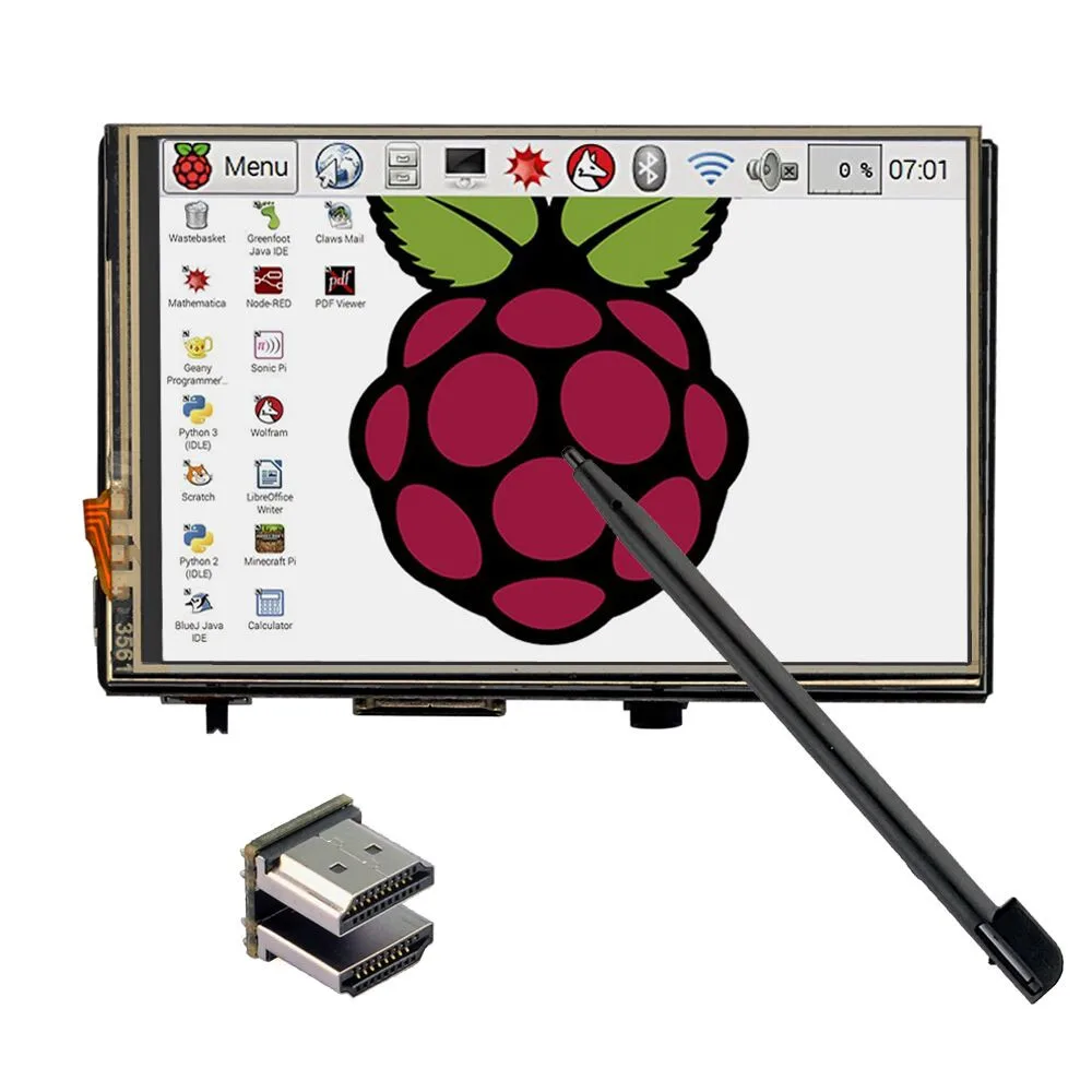 3.5 LCD with HDMI 3,5 дюймовый TFT ЖК-дисплей 480x320/7 дюймов сенсорный HDMI ЖК-дисплей модуль монитора HD 1024x600 для Raspberry Pi 3 Model B+ Pi 4 - Цвет: 3.5 LCD with HDMI
