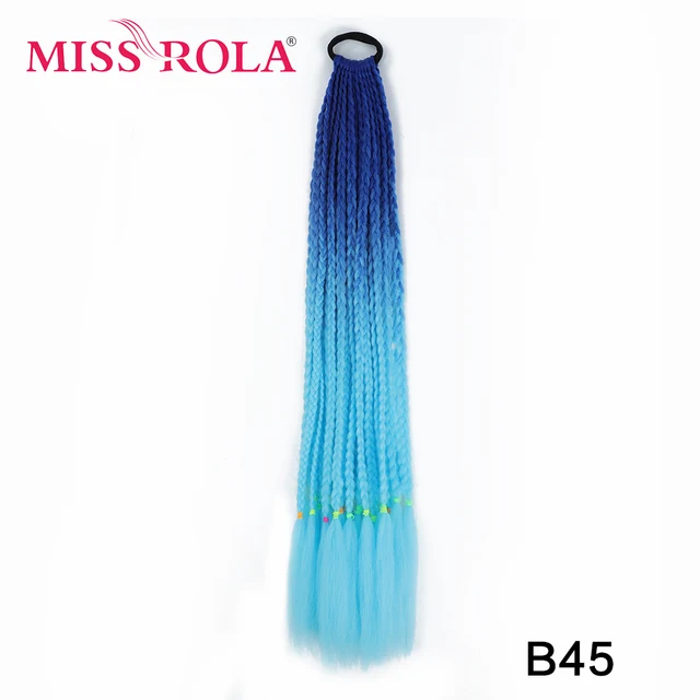 Synthetic Chignon Hair 60cm Hair Color Gradient Dirty Braided Ponytail Women Elastic Hair Rubber Band Hair Accessories Headband B45