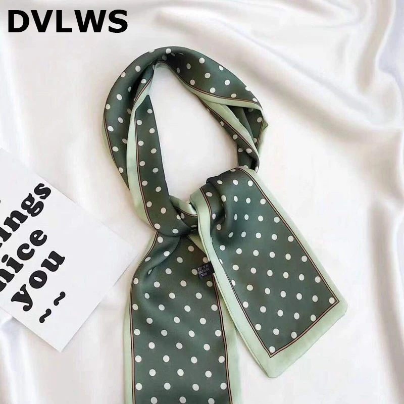 

DVLWS 2019 Long Little Ribbon Silk Scarves Autumn Dot An Print Print Women Scarf Variety Tied of Women Silk Scarf Bag Band