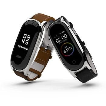 

Leather Mi Band 4 3 Strap Smart Accessories Strap + Metal Case For Xiaomi Mi Band 4 Bracelet SL Sports Belt with Metal case