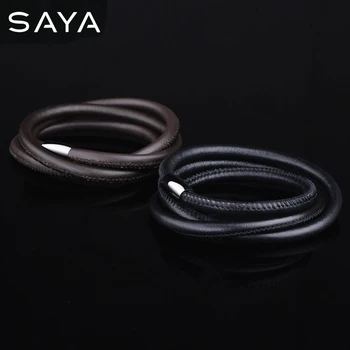 

2017 New Arrival Multi-layer 100% Genuine Leather Bracelets for Man with Buckle Stainlees Steel Black/ Brown Color Pulseiras Mas