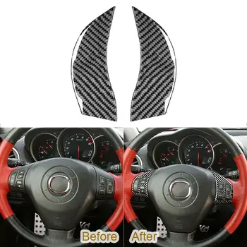 

2Pcs 5D Effect Steering Wheel Stickers Carbon Fiber Epoxy Car Interior solid styling Accessories fit for Mazda RX8 2004-2008 new