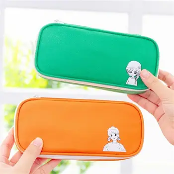 

4Colors Cartoon Large Zipper Pencil Case Canvas Girl Boy Student School Stationery Bag Cosmetic Bags 2019 Hot