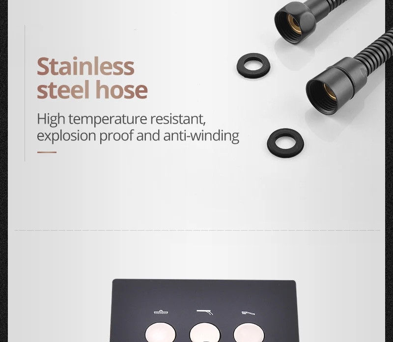 Black Button Shower Set Thermostatic Shower Set In-Wall Brass Touch 6 x 10 inch Faucet Shower System (29)