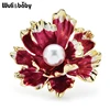 Wuli&baby 4 Colors Enamel Simulated-pearl Flower Brooche Pins Women Fashion Jewelry Badge Gift Peony Brooches ► Photo 1/6