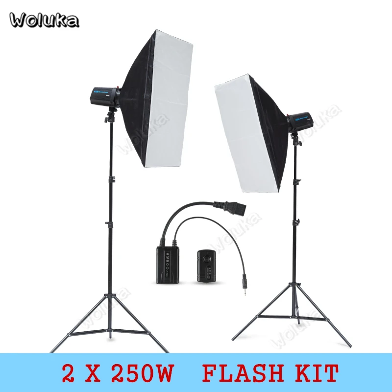 Два комплект для вспышки 250W GN65 с 2 стойка Softbox Комплект освещение для фотосъемки в студии для рекламной съемки CD50 T10