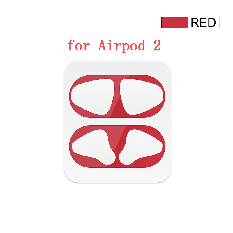 Новое металлическое покрытие защита от пыли для Apple Airpods 2 1 чехол Защита от пыли наклейка для Air Pods зарядка коробка аксессуары - Цвет: red2