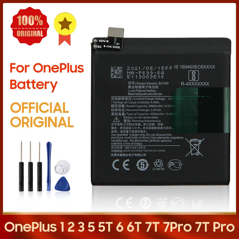 Оригинальный сменный аккумулятор OnePlus BLP657 для 5 ST BLP571 6 6T 7 7T BLP699 Pro 1 2 3 3T | Мобильные