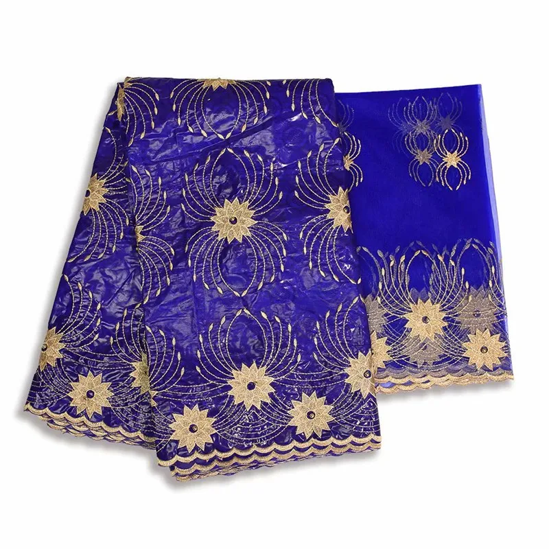 Высокое качество Базен getzner последний дизайн шампунь Базен riche ткань синий африканский Базен с тюлем кружева