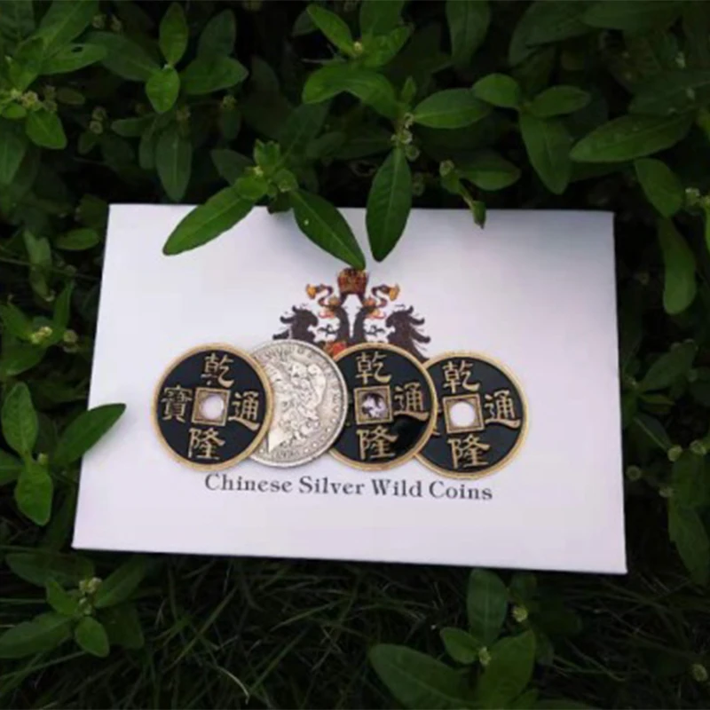 

Chinese Silver Wild Coins Magic Tricks Stage Appear Vanish Magia Three to One Coin Change Magie Illusions Gimmick Props FISM hot