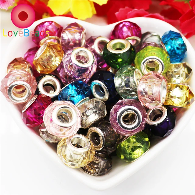 10Pcs Marble Color Big Hole European Glass Beads Bulk Fit Pandora Charm  Bracelet Bangle DIY Women