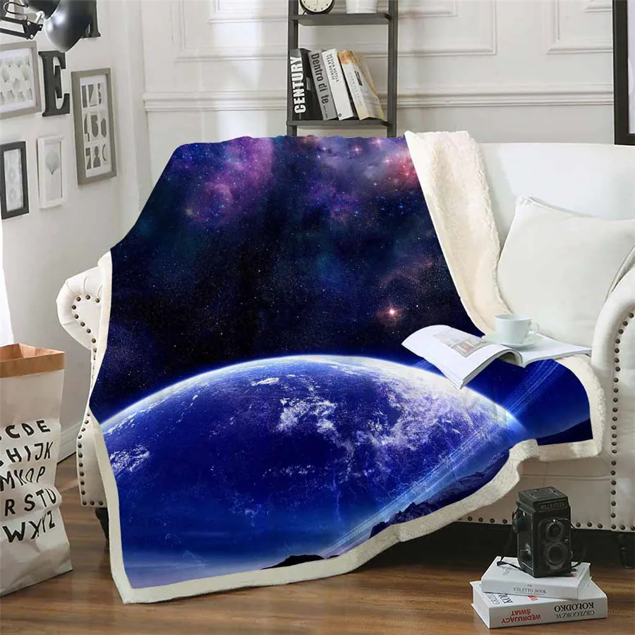 HELENGILI Galaxy Звездное небо шерпа одеяло девчачье цветочное покрывало бархатное плюшевое мягкое удобное домашнее кемпинговое покрывало для полета на самолете