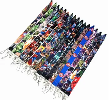 

100 PCS The Avengers Super Hero key lanyards id badge holder keychain straps for mobile phone Free Shipping