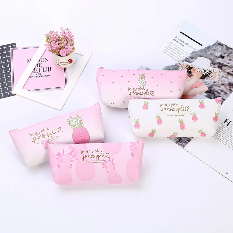 

Golden bean New style students' lovely pineapple pencil bag small fresh Pu pencil box fruit pencil pencil pencil stationery box