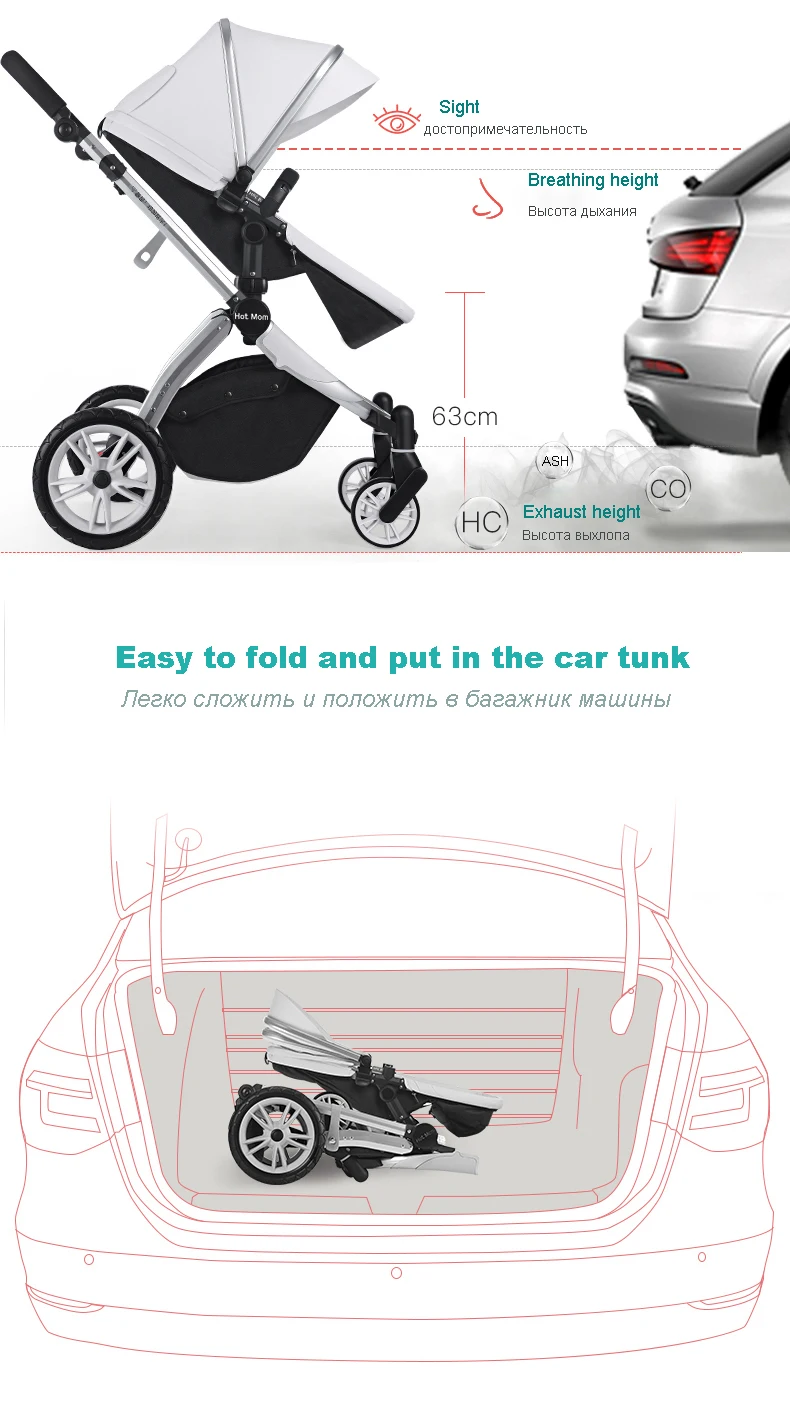  Baby stroller high landscape stroller reclining can sit stroller stroller light foldable stroller l