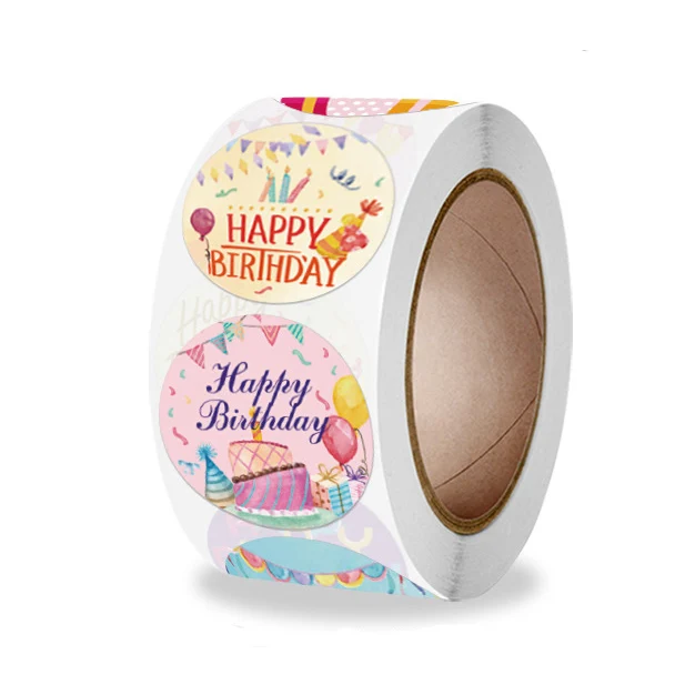500Pcs/Roll Happy Birthday Theme Pattern Stickers Party Packaging Seal Labels AU 