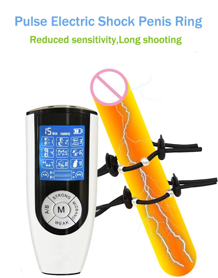 SM Strong Electro Shock Silicone Penis Ring Electric Stimulate Therapy Massager Cock Ring Penis Extender Medical Sex Toy Men electro sex toys electric sex toys penis rings