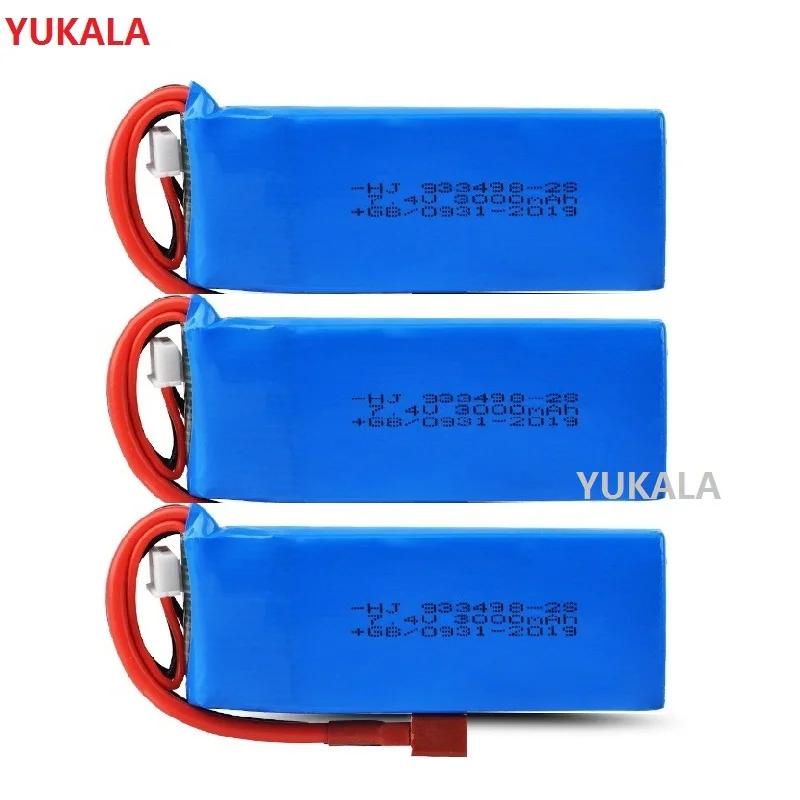 YUKALA Wltoys 144001 124018 124019 R/C грузовик 7 4 В 3000 мАч улучшенный аккумулятор Lipo/зарядное