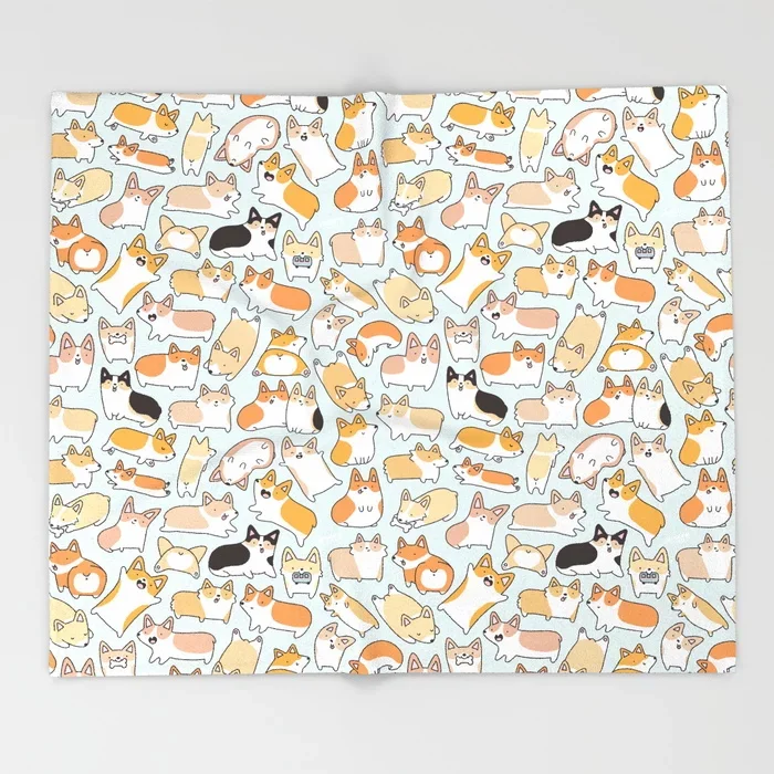 Мультяшное одеяло в виде собаки корги милый дизайн для детей кровати