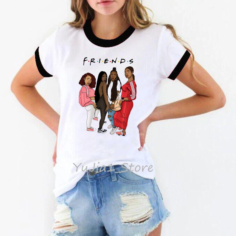 Модная футболка друзей femme с буквенным принтом, футболки для женщин melanin black girl Friends tv Show, Рождественская милая розовая футболка