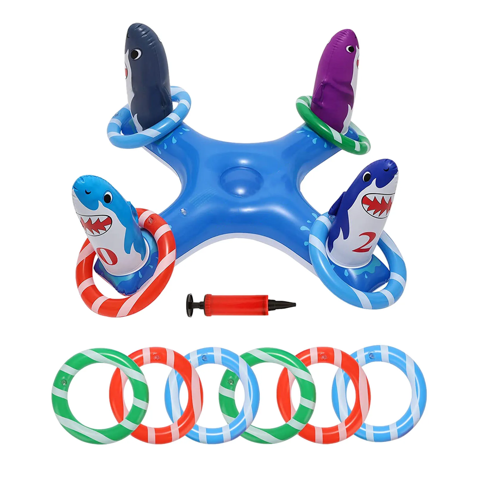 

Inflatable Ring Toss With 6Pcs Rings Summer Pool Cross Toss Game Multiplayer Pool Toys For Swimming Pool Teamwork Activities
