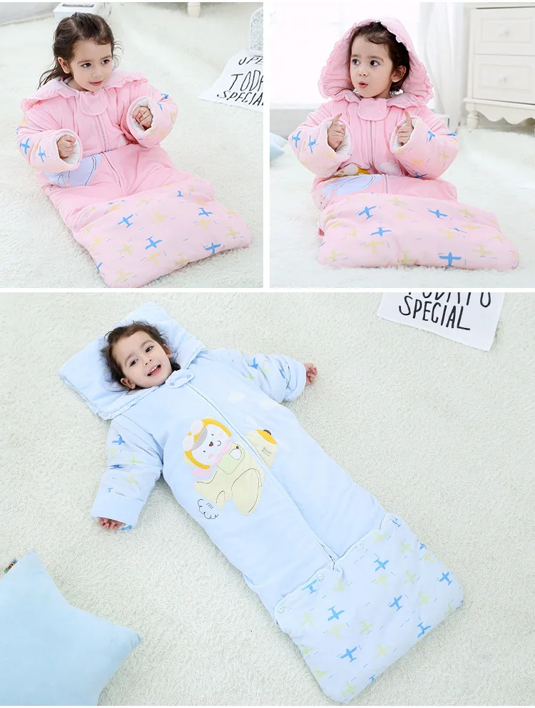 Children Growth Sleeping Bag Thick Newborns Baby Autumn And Winter Infants Children Winter Pure Cotton Anti-kick Quilt Manufactu