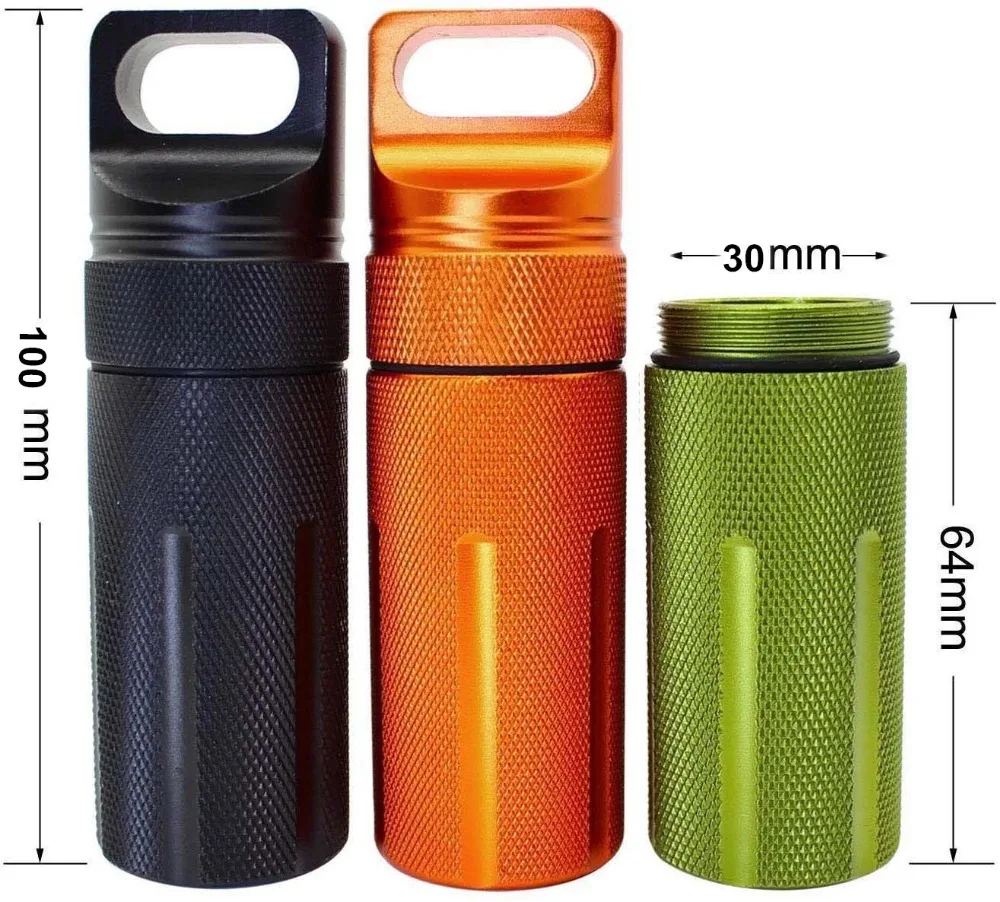 Outdoor CNC Waterproof Emergency First Aid Kits Safety Survival Pill Bottle Aluminium Camping EDC Tank Box for Cigarettes case (10)