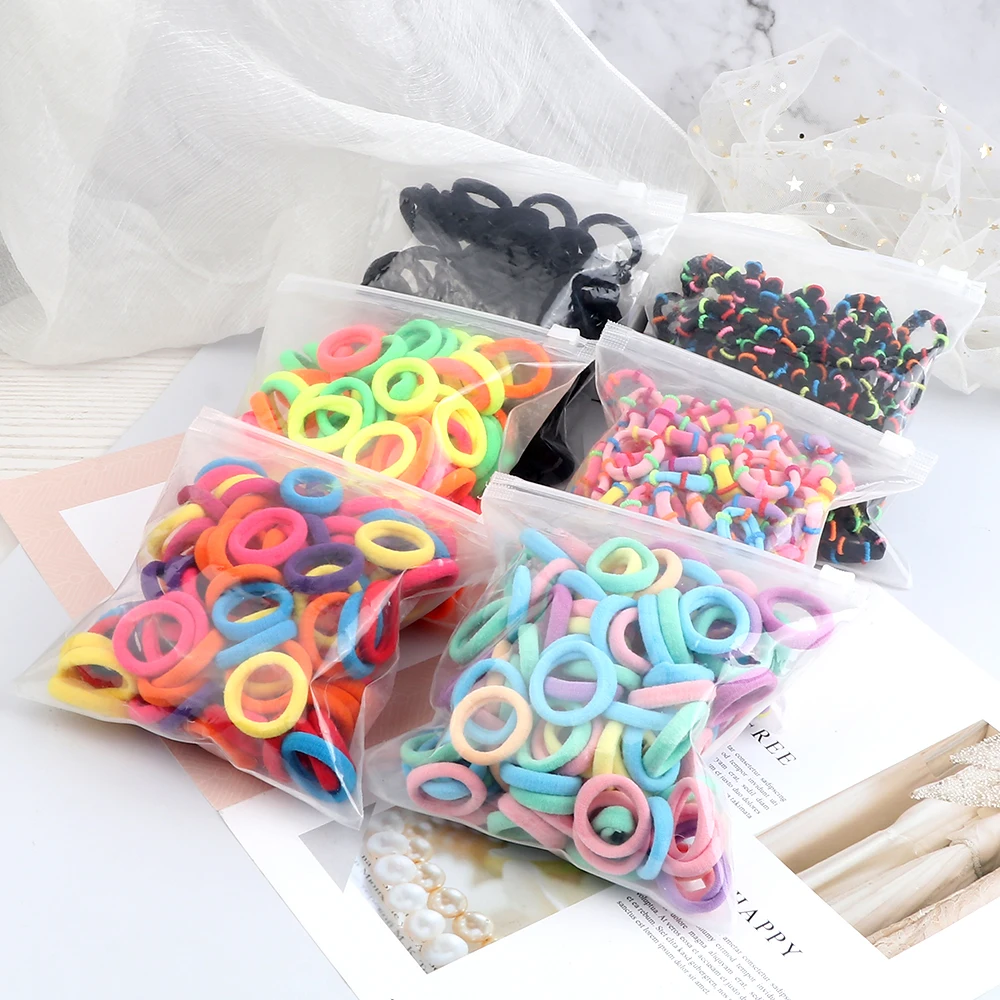 

20/50/100pcs/Set Girls Hair Band Colorful Basic Simple Headband High Elastic Hair Accessories Cute Ponytail Holder Gift for Kids