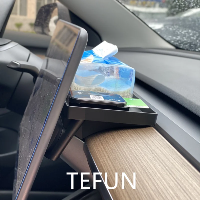 Für Tesla Modell 3 Y Bildschirm Hinten Lagerung Box Magnetische Versteckte  Srorage Tablett Tissue Box Zubehör
