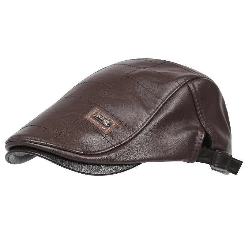 Genuine Leather Peaked cap newsboy hat caps for men driving ivy classic retro gentleman flat Men's beret trucker | Аксессуары для