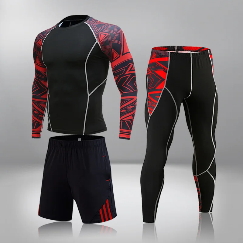 

Men Sportswear Compression Clothing Sport Suits Quick Dry Running Sets Joggers Training Gym Fitness Tracksuits Climbing Shirts