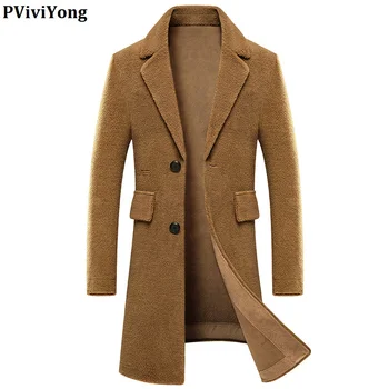 

PViviYong 2019 winter high quality Sheep sheared fur parka men's coat ，leather jacket men LB95005