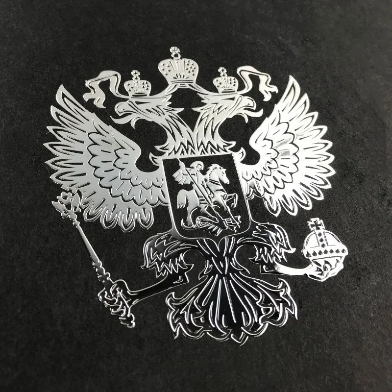 Герб России никелевая металлическая наклейка для автомобиля с эмблемой орла
