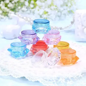 

200pcs 3/5g Mix Color Cosmetics Jar Box Makeup Cream Nail Art Cosmetic Bead Storage Pot Container Bottle Portable Plastic Case