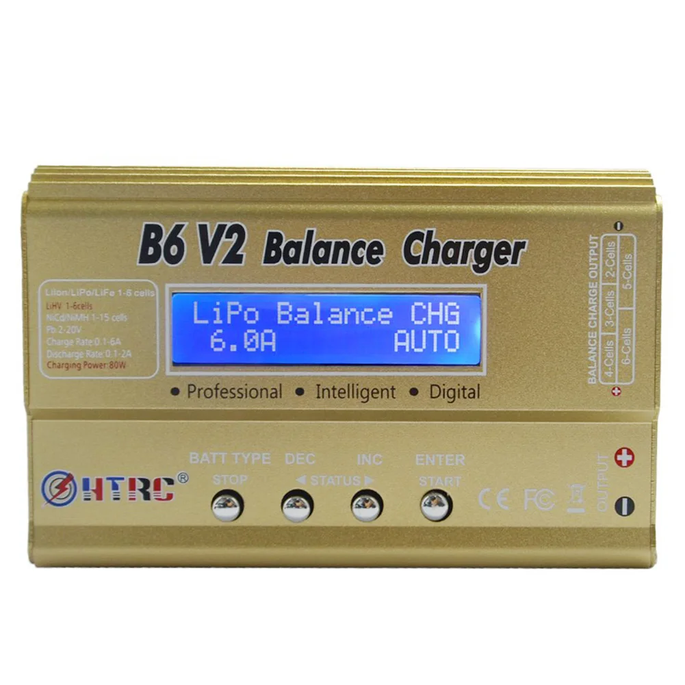 

FFYY-HTRC B6 V2 80W 6A DC RC Multi-Charger for LiPo LiIon LiFe NiCd NiMH LiHV PB Smart Battery Multi-Chemistry Balance Charger,