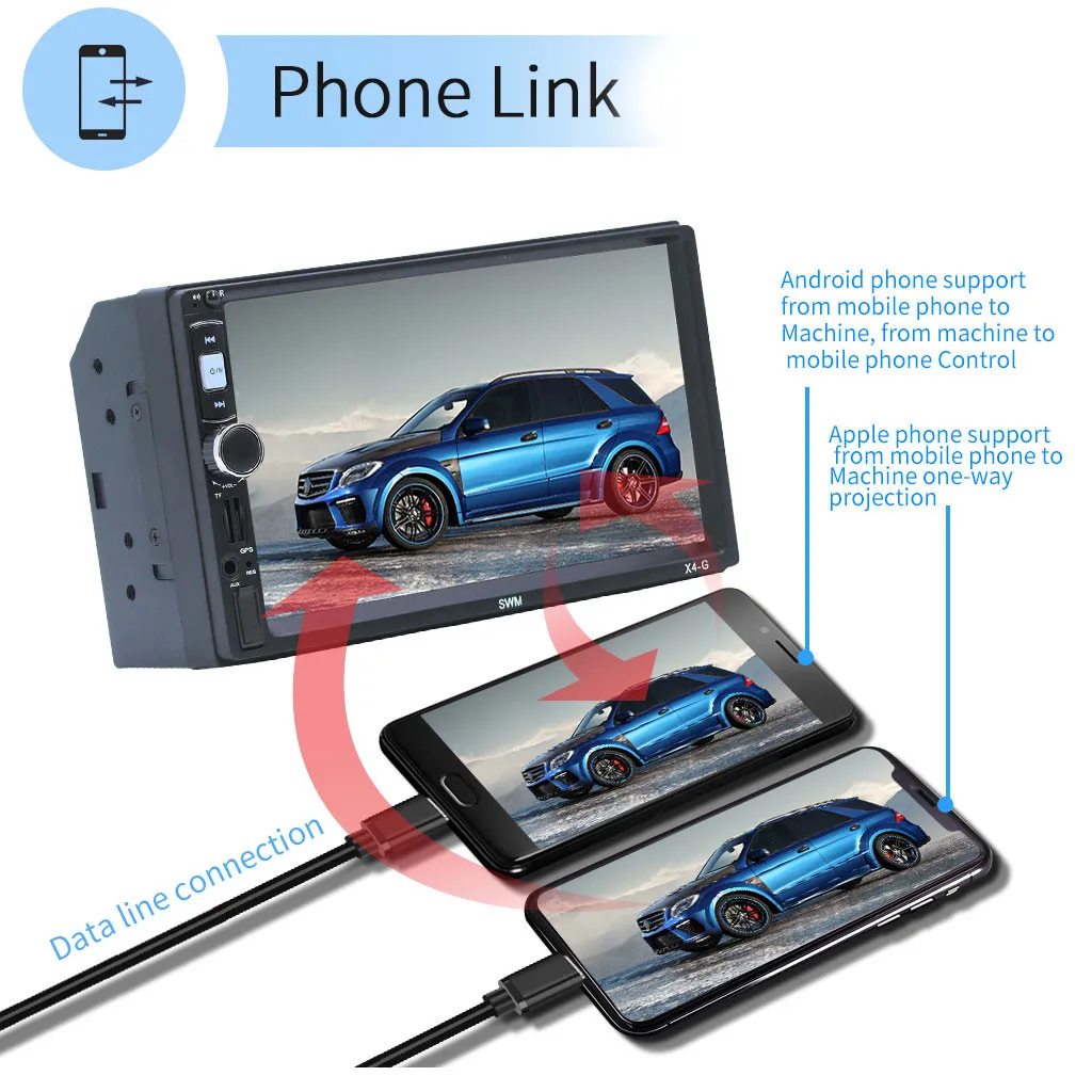 X 4G 7IN автомобильный стерео MP5 плеер FM видео Радио BT Музыка GPS навигация RCA AUX USB Bluetooth