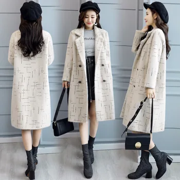 

2019 new autumn and winter Korean version of the woolen coat women's long slim fashion loose Hepburn style women