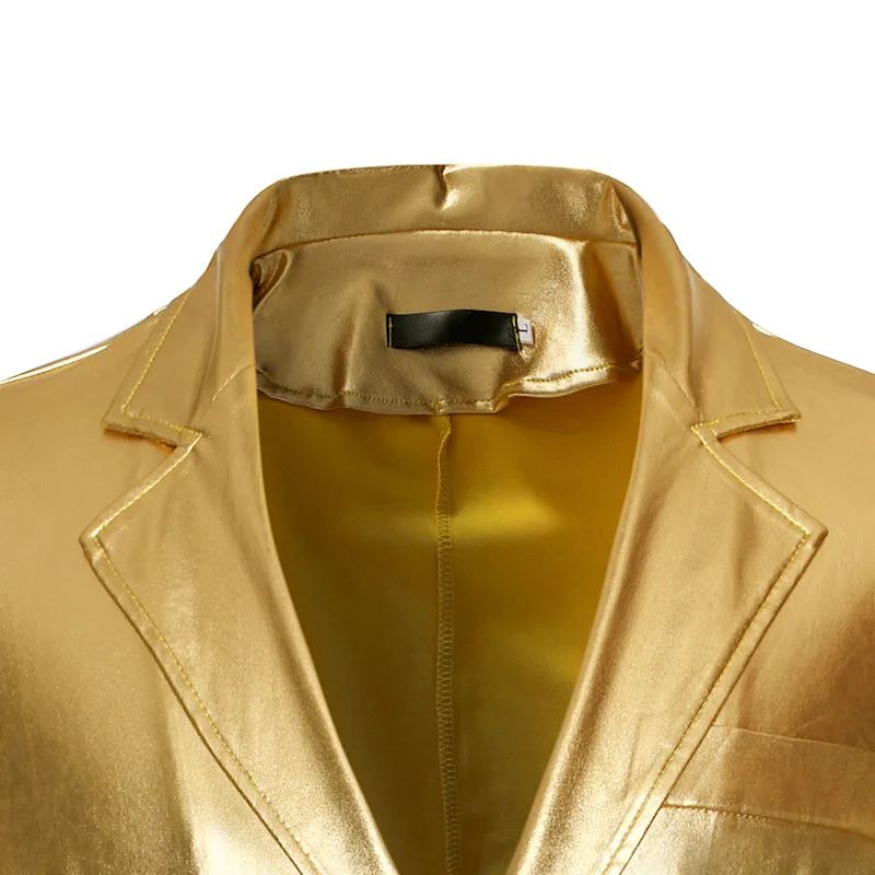 Mens suit Shiny Gold 2 Pieces Suits Blazer + Pants Fashion Party DJ Club Dress Tuxedo Suit Stage Singer Clothes