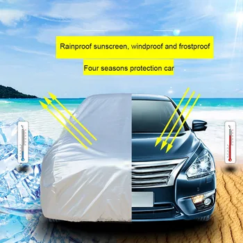 

Universal Full Car Covers Windproof Waterproof Snow Auto Shade Cover Light Silver Size S-XXL Car Outdoor Protector Cover