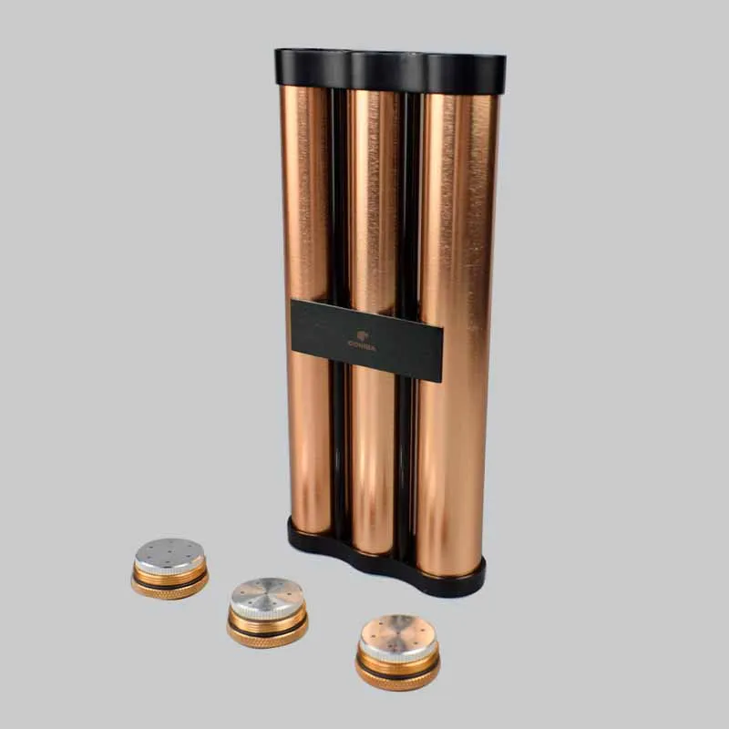 COHIBA Black Metal Путешествия сигары держатель 3 тюбик хьюмидор с увлажнителем