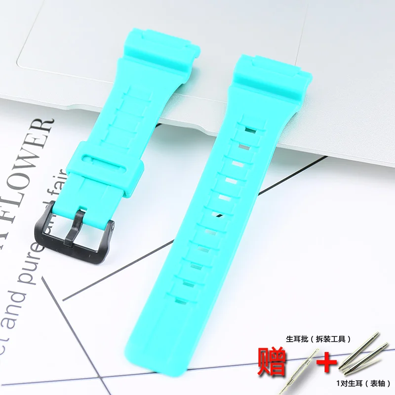 Turquoise blue Для мужчин смола ремень аксессуары для объектива с оптическими зумом Casio каучуковый ремешок AQ-S810W AEQ-110W W-735H 736H пряжкой 18 мм Для женщин спортивный ремешок - Цвет ремешка: Turquoise blue