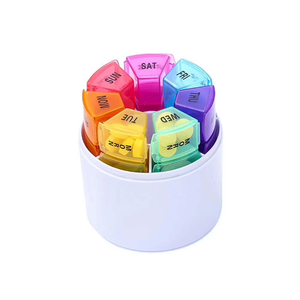

Hygienic Weekly Organizer Travel Up Dispenser Tablet Pill Case Holder Rainbow Colored Moisture-proof Medicine Box Portable