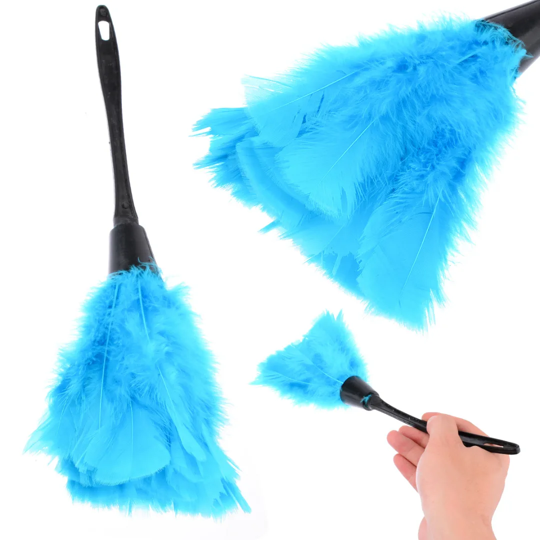 Mayitr Multicolor Feather Duster Black Plastic Handle Brush Dust