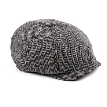 

2019 New Berets Autumn Winter Hats Men Women Beret Cap Patchwork Corduroy Wool Cabbie Ivy Newsboy Flat Caps for Men Women