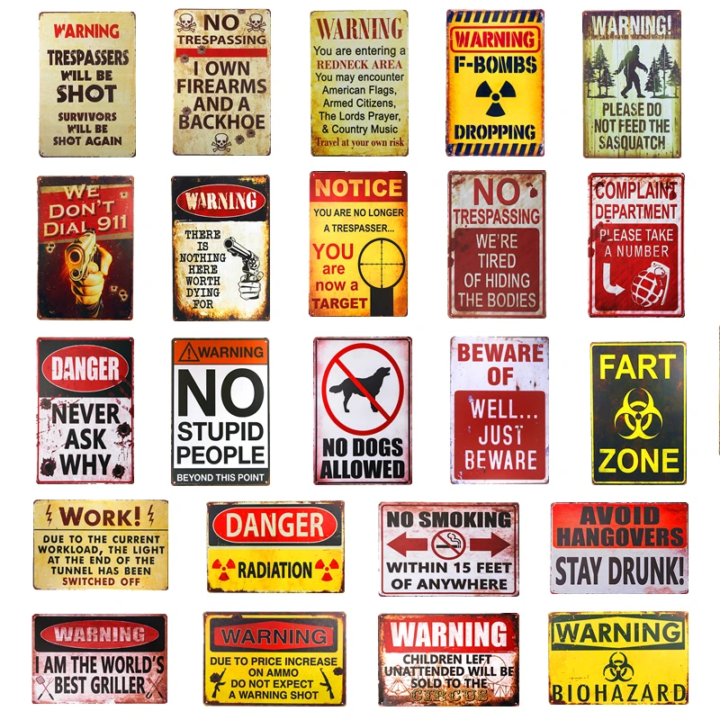 Warning Vintage Tin Signs Art Poster Plate Garage Pub Rustic Wall Plaque Bar Diner Home Decor | Дом и сад