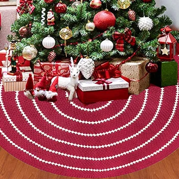 

Christmas Tree Skirts with Tie Round Tree Carpet Xmas Embellishment For Home Floor Mat New Year Xmas Tree Aprons Party Favors