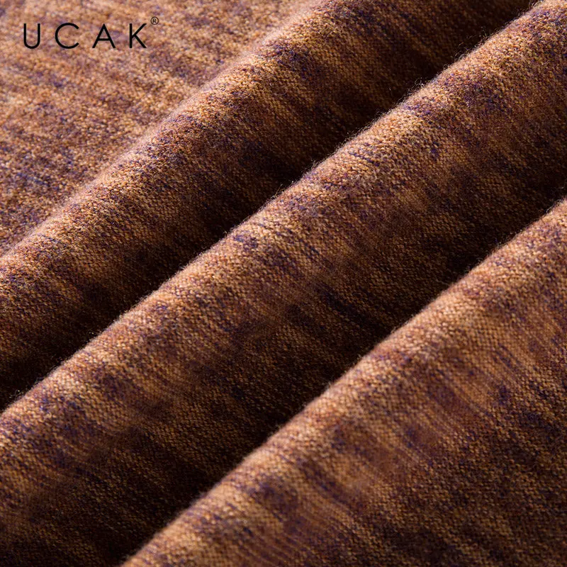 UCAK бренд мериносовой шерстяной мужской свитер осень зима толстый кашемировый пуловер мужской модный градиентный цветной мужской свитер Pull Homme U3055