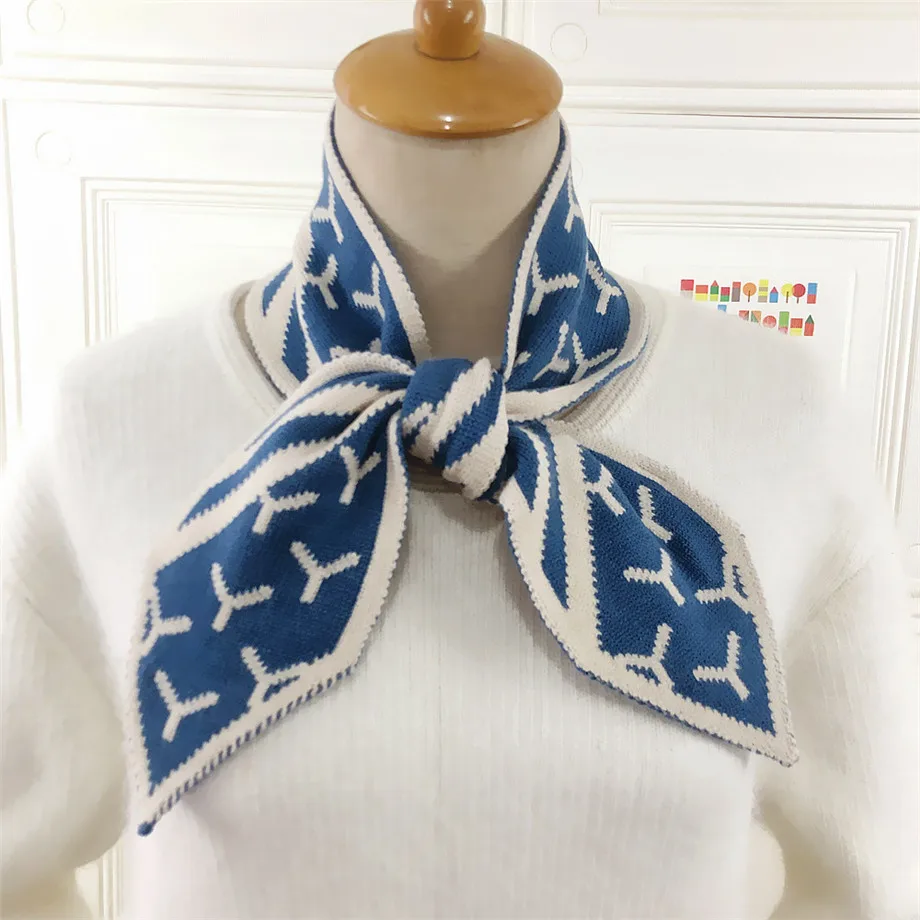 Вязаный брендовый шарф с буквами Y, зимний шарф с острым углом, женский длинный обтягивающий маленький шарф, женский шейный платок, шарфы