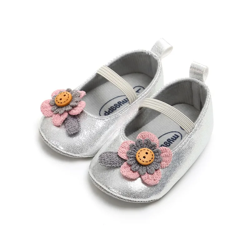 Spring Princess Autumn Flower Shoes Baby Sweet Kids Girls Anti-skid PU Children Shallow First Walkers Shoes 0-18M