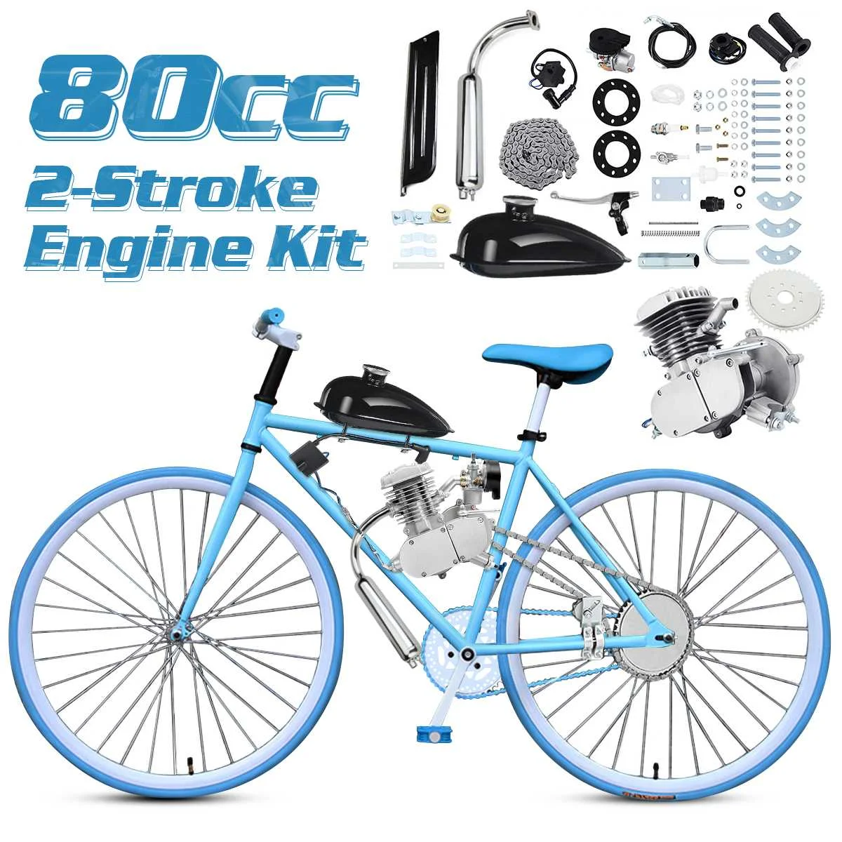 Kit motore a benzina per corsa moto 80cc per bicicletta elettrica fai da te  Mountain Bike Set completo motore motore a Gas per bici|Kickstarters \u0026  Parts| - AliExpress